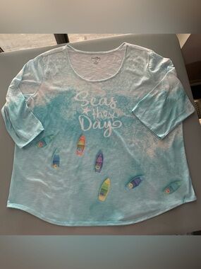 Coral Bay Light Blue 'Seas the Day' Short Sleeve Graphic Tee